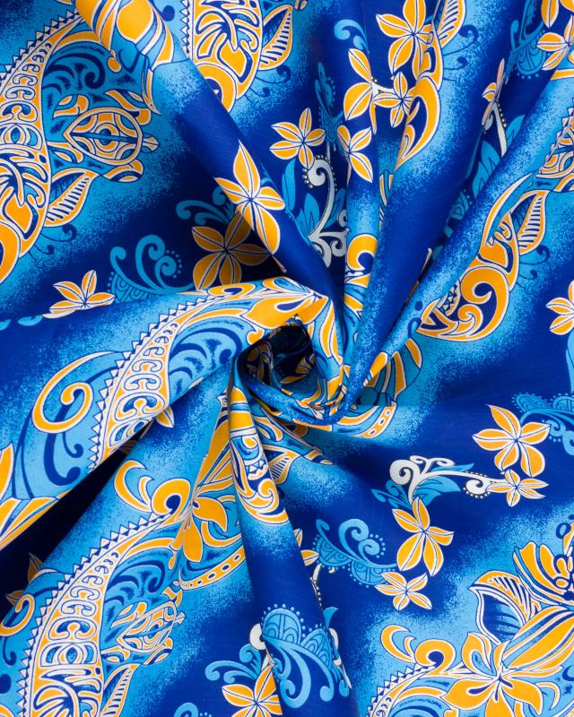 Tissu Polynésien ANOE Bleu - Tissushop